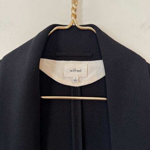Aritzia Wilfred Chevalier Black Crepe open Front Blazer 4 - Picture 10 of 11